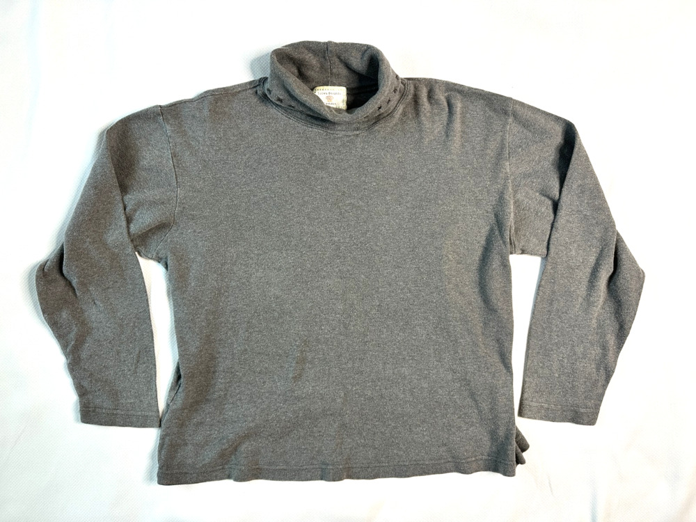 VTG Susan Bristol M 90s Gray Turtleneck Sweater Embroidered Cottagecore Preppy